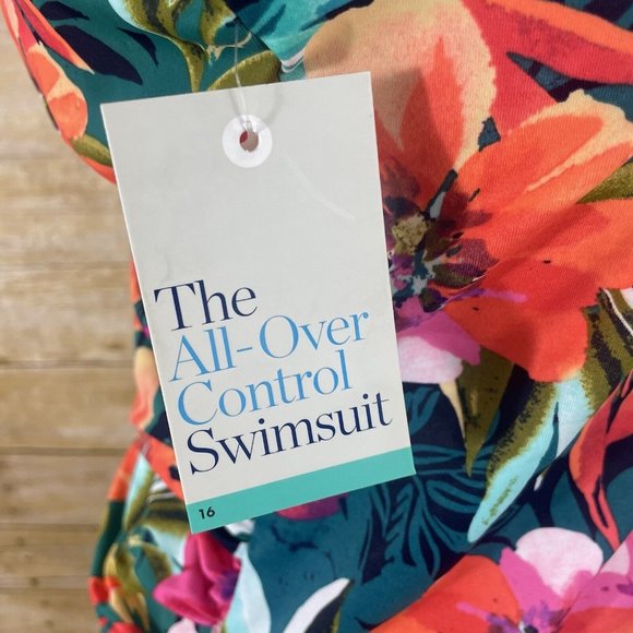 Croft & Barrow Womens One Piece All Over Control Swimsuit Size 16 Bright Floral - Picture 10 of 13